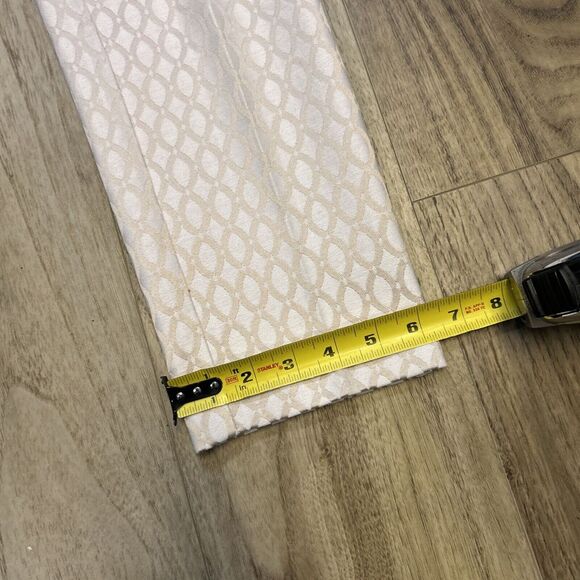 White House Black Market Pant sz 0 Ivory Gold Ankle Oval Trellis Pattern 28X25" - Picture 2 of 8